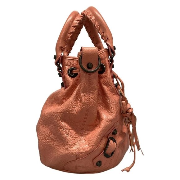 BALENCIAGA Classic Mini Pom Pom Pink Leather - Handbag 632-071825 - Picture 4 of 13